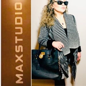 Max Studio CableKnit Open Cardigan Sweater